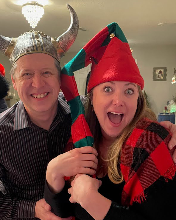 Silly hats at a Rotary Christmas party.